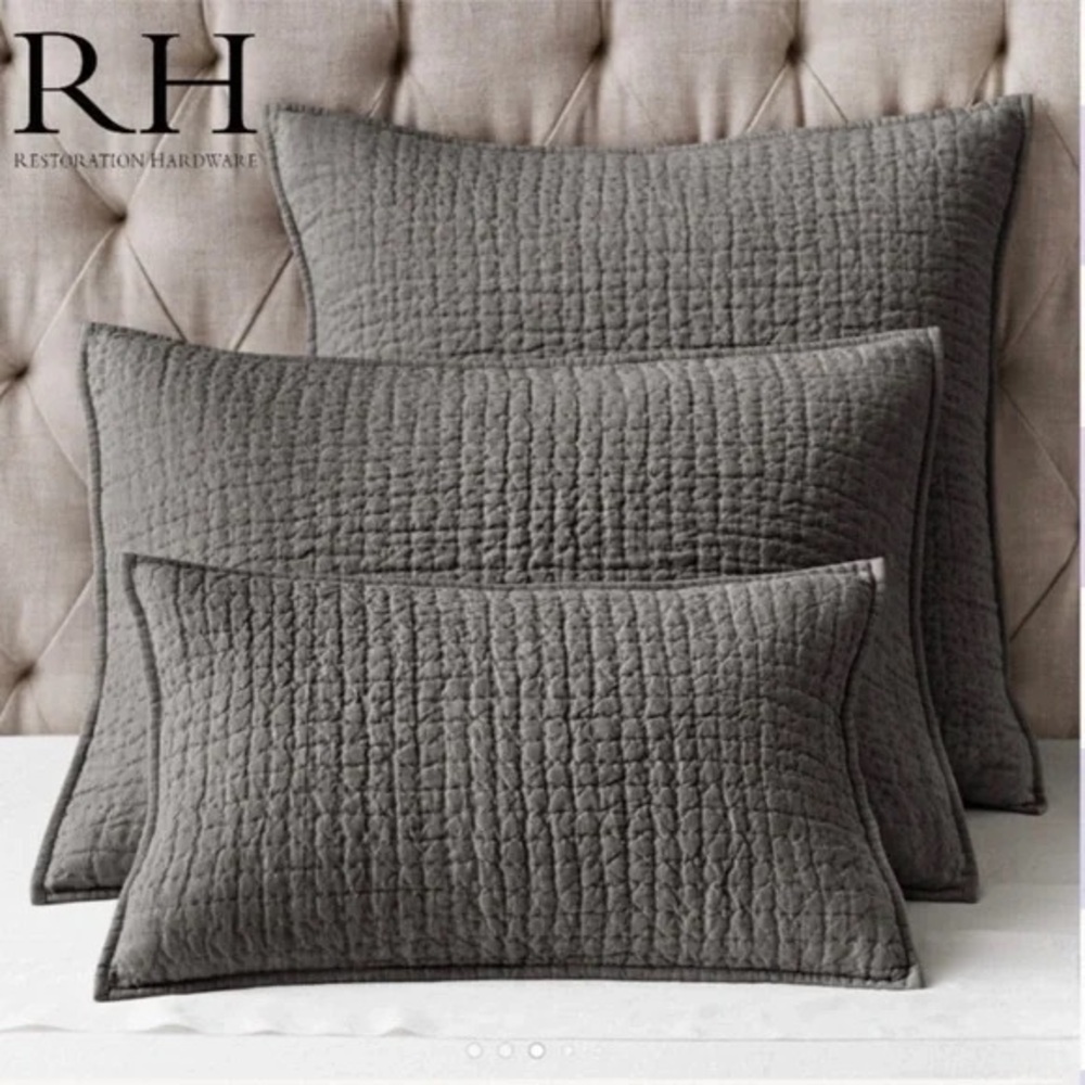 Restoration Hardware set of two Vintage Quilted Linen Pillow Sham standard size